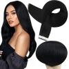 Full Shine Tape ins Human Hair Extensions 22Inch Black Remy Hair Extension Real Human Hair Seamless Skin Weft for Long Extension 20Pcs 50G Tape in Double Sided Tapes for Wedding Add Length view 1