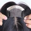 Yudit 10" 14cm hair topper hair piece clip in hair toppers Real human hair hairpiece Mono and PU for white and thin hair for Women off black(Free Part 10inch) view 3