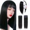 2 Pieces Black Clip in Hair Extensions Human Hair 14inch,Straight hair Hairpiece About 25g/pc,Cand Be Dyed view 1