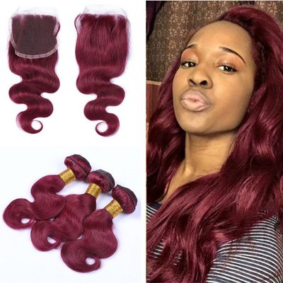 Cloud hair brazilian body wave hair bundles with lace closure free middle part top lace closure with unprocessed hair extension 4pcs/lot (26 26 26+24 inch closure)