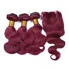Cloud hair brazilian body wave hair bundles with lace closure free middle part top lace closure with unprocessed hair extension 4pcs/lot (12 12 12+10 inch closure) view 2
