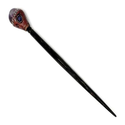 Mia Jewel Shop - Natural Tumbled Healing Gemstone Crystal Chonta Wooden Hair Sticks  Handmade Hair Sticks for Women | Hair Pins Boho Reiki Accessories, Fashion Gifts (Purple Amethyst)