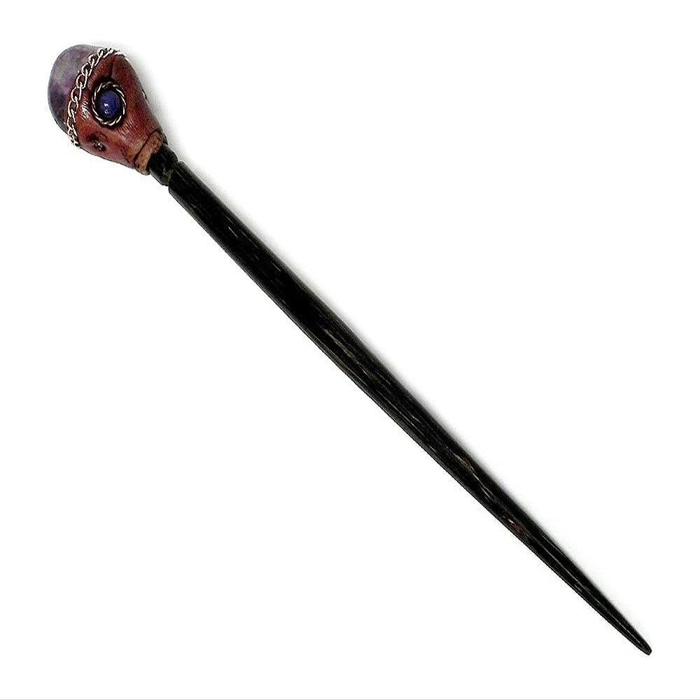 Mia Jewel Shop - Natural Tumbled Healing Gemstone Crystal Chonta Wooden Hair Sticks  Handmade Hair Sticks for Women | Hair Pins Boho Reiki Accessories, Fashion Gifts (Purple Amethyst)