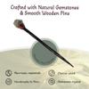 Mia Jewel Shop - Natural Tumbled Healing Gemstone Crystal Chonta Wooden Hair Sticks  Handmade Hair Sticks for Women | Hair Pins Boho Reiki Accessories, Fashion Gifts (Silver Pyrite) view 2