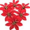 6 Piece Lot Red and Gold 3 1/2" Poinsettia Silk Flower Hair Clips view 1
