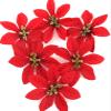 6 Piece Lot Red and Gold 3 1/2" Poinsettia Silk Flower Hair Clips view 2