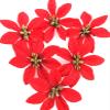 6 Piece Lot Red and Gold 3 1/2" Poinsettia Silk Flower Hair Clips view 3