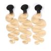 20"-20"-20" Natural Black to Platinum Blonde Ombre (1b/613 Blonde Black Tips) Body Wave Hair Wefts Bundles Virgin Remy Human Hair Thick to Ends view 2