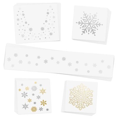 WINTER WONDERLAND VARIETY SET from FlashTattoos features 25 assorted holiday-inspired premium waterproof metallic gold & silver jewelry temporary foil party tattoos - Party Supplies