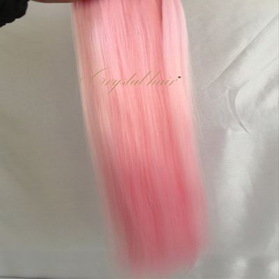 Crystal Factory 18" Clip in Extensions For Women Synthetic Straight Hair 4Clips 50Grams (Baby Pink)