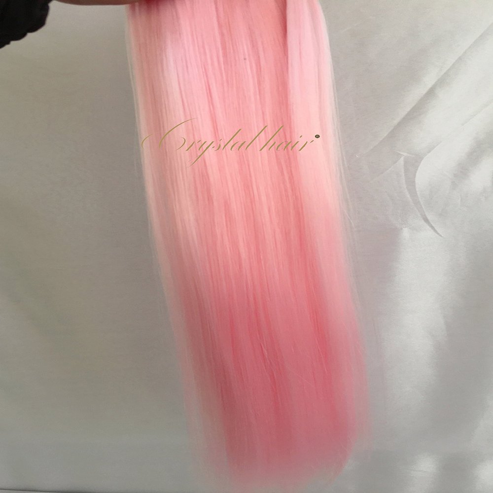 Crystal Factory 18" Clip in Extensions For Women Synthetic Straight Hair 4Clips 50Grams (Baby Pink)