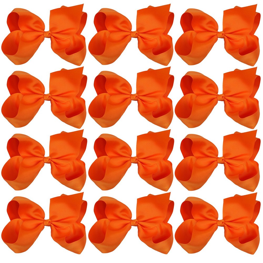 Large Boutique Hair Bows 6 Inch Cheerleading Cheerleader Cheer Bow Alligator Clips(Orange)