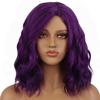 BERON Purple Wigs for Women Girls Short Curly Wavy Bob Wig Dark Purple Color Side Part Heat Resistant Synthetic Wigs for Cosplay or Daily Use with Wig Cap view 1