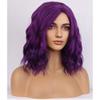 BERON Purple Wigs for Women Girls Short Curly Wavy Bob Wig Dark Purple Color Side Part Heat Resistant Synthetic Wigs for Cosplay or Daily Use with Wig Cap view 2