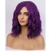 BERON Purple Wigs for Women Girls Short Curly Wavy Bob Wig Dark Purple Color Side Part Heat Resistant Synthetic Wigs for Cosplay or Daily Use with Wig Cap view 3