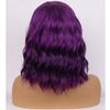 BERON Purple Wigs for Women Girls Short Curly Wavy Bob Wig Dark Purple Color Side Part Heat Resistant Synthetic Wigs for Cosplay or Daily Use with Wig Cap view 4