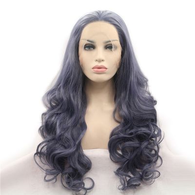 Wave Wig Light Wavy Curly Wig Navy Blue Synthetic Lace Front Wig