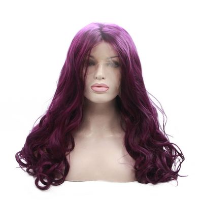 Wig Wavy Wig Curly Purple Synthetic Lace Front Wig