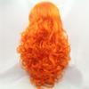 Wig Loose Wavy Curl Wig Orange Synthetic Lace Front Wig view 3