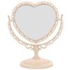 FRCOLOR Heart Shaped Mirror Vintage Makeup Cosmetic Mirror Double-Sided Rotatable Vanity for Bedroom Bathroom Tabletop Desk view 1
