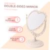 FRCOLOR Heart Shaped Mirror Vintage Makeup Cosmetic Mirror Double-Sided Rotatable Vanity for Bedroom Bathroom Tabletop Desk view 3