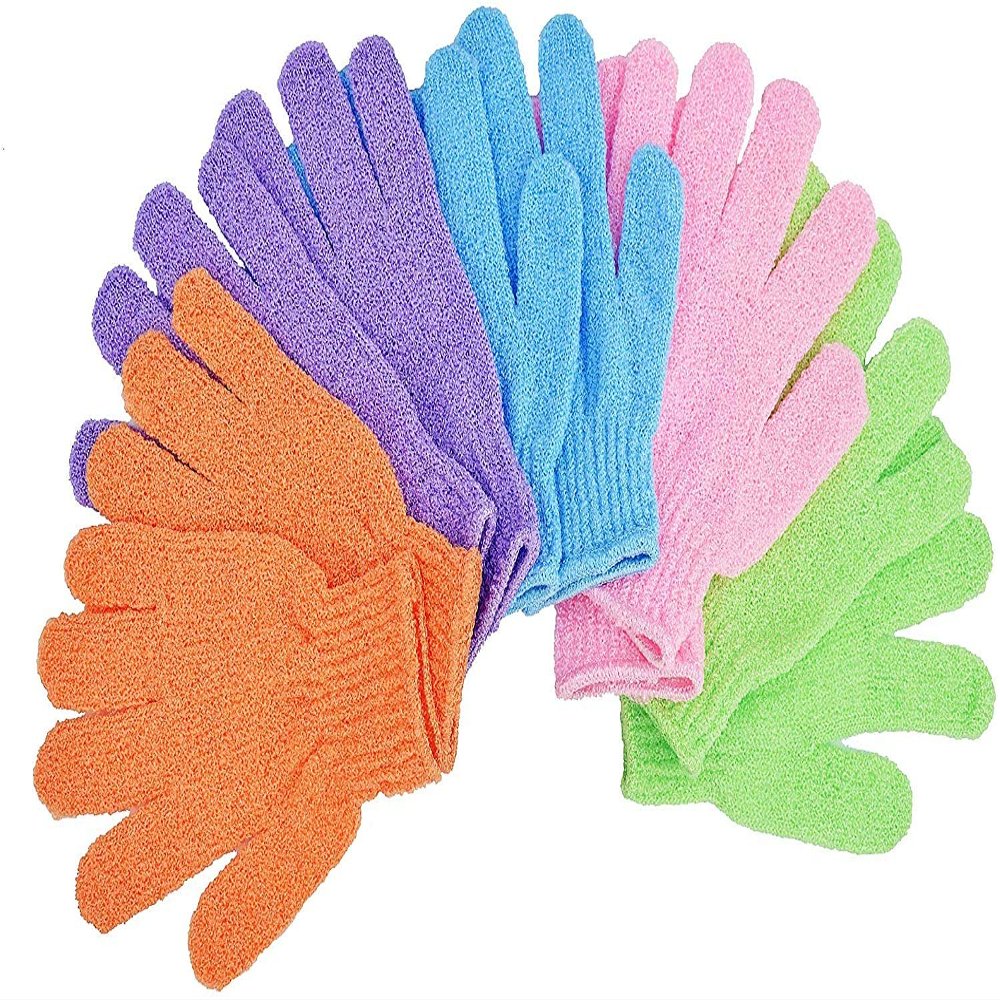 Exfoliating Gloves 10PCS Bath Gloves 5 Pairs, Natural Mitts Gloves for Men and Women Use,Shower Gloves Body Spa Makes Skin Soft and Healthy (AOLANS)