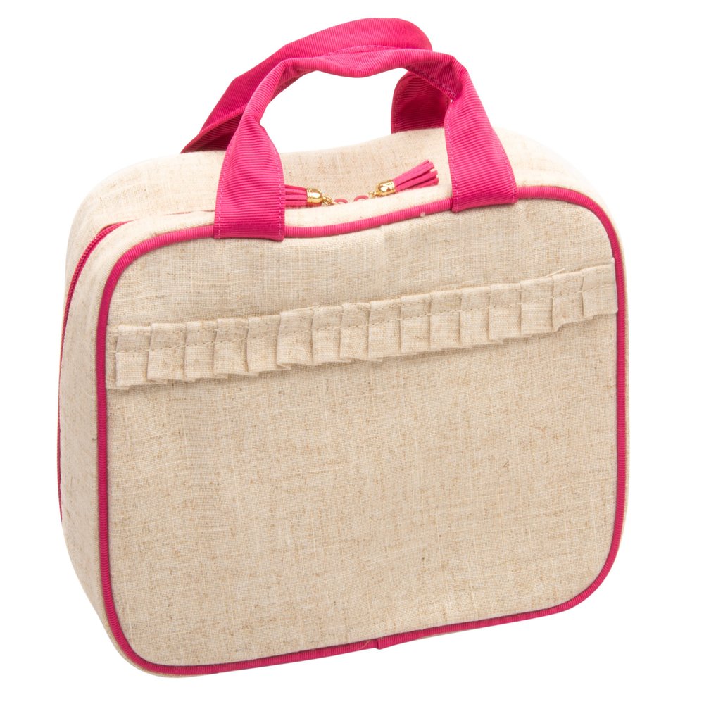 MainStreet Collection Linen Carolina Cosmetic Bag (Pink Moire Trim)