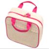 MainStreet Collection Linen Carolina Cosmetic Bag (Pink Moire Trim) view 2