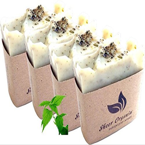 (4 Pack) Sheer Organix Luxury Rejuvenative Handmade Herbal Soap, 3.52 oz. / 100g, Nettle