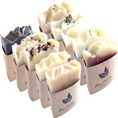 (10 Pack) Sheer Organix Luxury Rejuvenative Handmade Herbal Soap, 3.52 oz. / 100g, 10 Scent Sampler