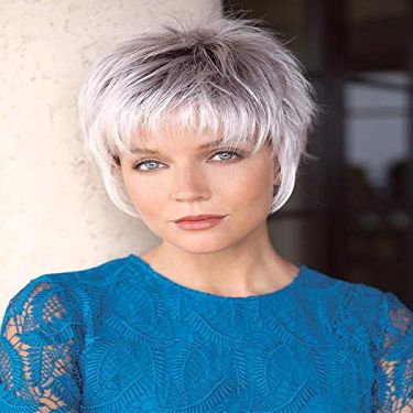 Billie Short Shag Color Coffee Latte Rooted - Women's Synthetic Spiky Layers Fringe Tapered Back Average Cap Bundle with MaxWigs Costume Wig Care Guide