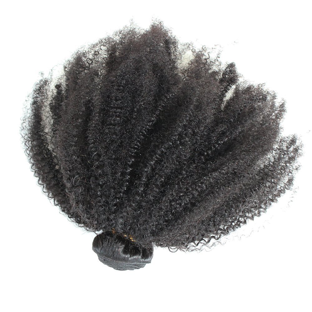 ZigZag Hair Afro Kinky Curly Hair Brazilian Virgin Hair Weave Bundles 4B 4C 100% Human Hair Bundles One Piece Double Weft Hair Extension (16inch)