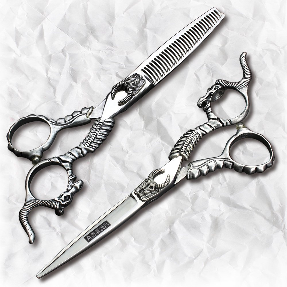 Professional Hair Scissors Hairdressing Cutting+Thinning Scissors Salon Hair Styling Tools (2pcs)