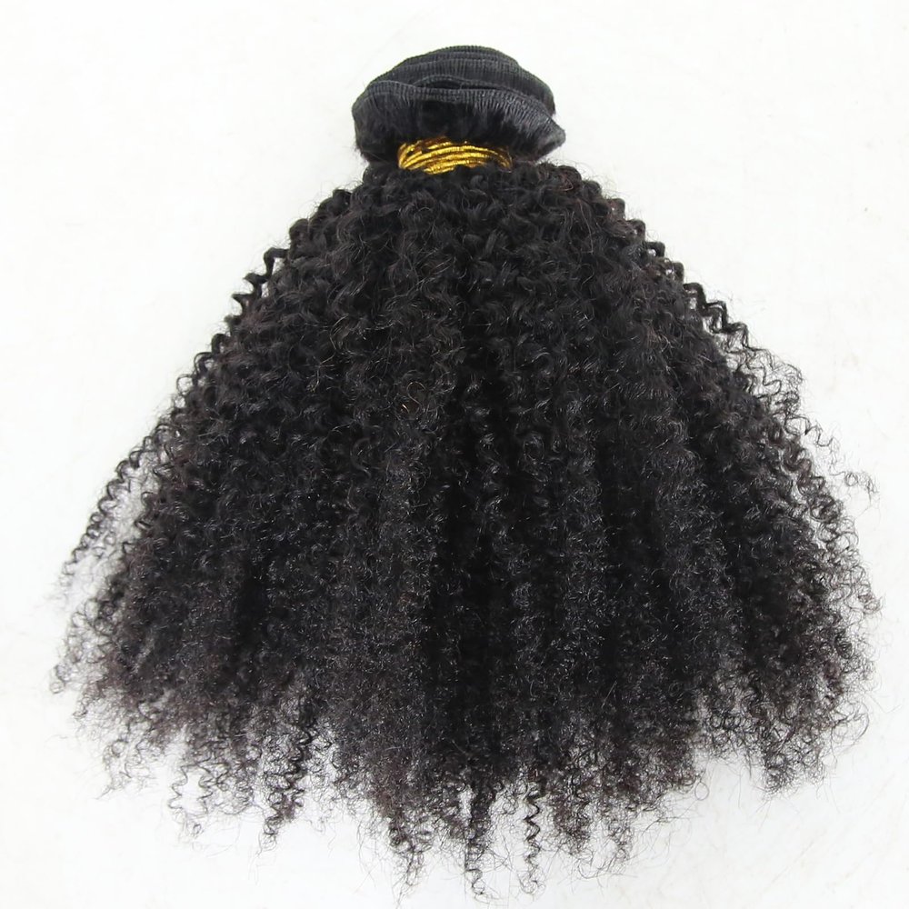 ZigZag Hair Afro Kinky Curly Hair Brazilian Virgin Hair Weave Bundles 4B 4C 100% Human Hair Bundles One Piece Double Weft Hair Extension (14inch)