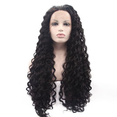 Wave Wig Wavy Long Black Synthetic Lace Front Wig