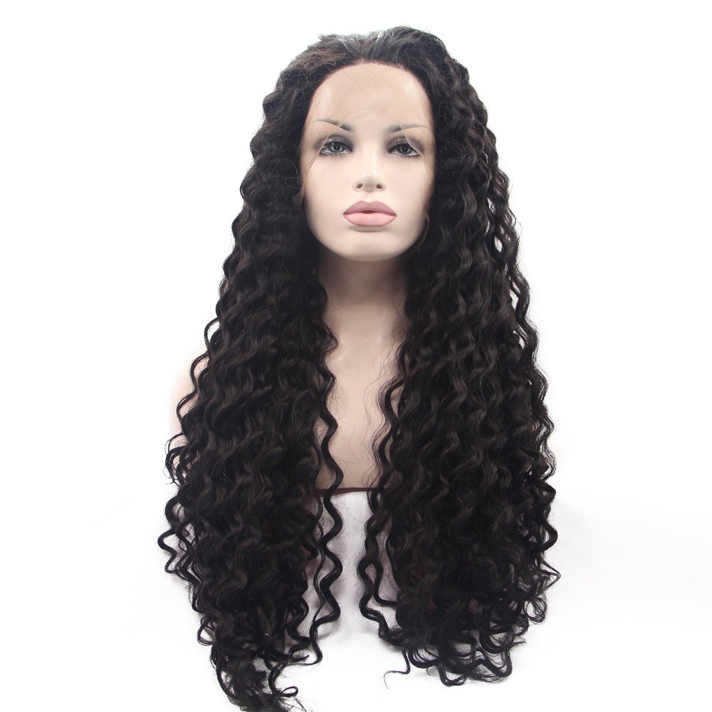 Wave Wig Wavy Long Black Synthetic Lace Front Wig