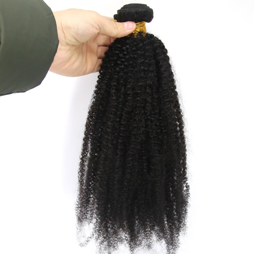 ZigZag Hair Afro Kinky Curly Hair Brazilian Virgin Hair Weave Bundles 4B 4C 100% Human Hair Bundles One Piece Double Weft Hair Extension (22inch)