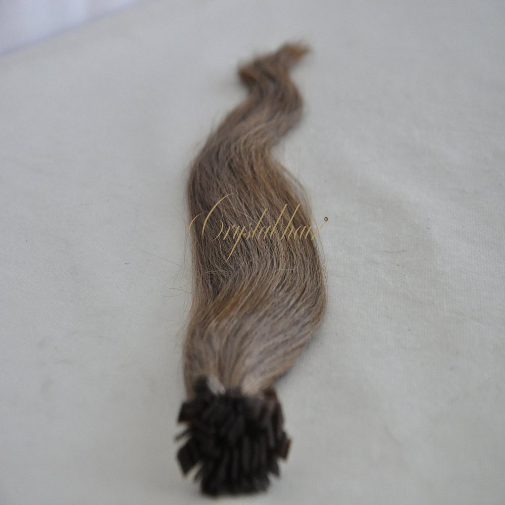 Crystal Factory Straight Human Hair Karetin Hair Extensions 20inches 50Strands 1g Per Strand Set Weight: 50Grams (12#)