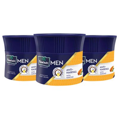Parachute Advansed Anti Hairfall Hair Cream with Almond & Coconut For Men |Smooth, Shiny, Conditioned Hair | Controls Hairfall, Strengthens Hair | Non Sticky| Oil Replacement| 3.3 Fl oz (Pack of 3)