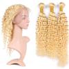 Cloud Hair Brazilian Deep Curly Human Hair 3Bundles With 360 Lace Frontal 22.5x4x2 Blench Blonde 613 Deep Wave Lace Frontal With Hair Weaves Extension 4Pcs/Lot (16 16 16+14 inch 360 frontal) view 2