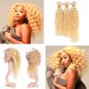 Cloud Hair Brazilian Deep Curly Human Hair 3Bundles With 360 Lace Frontal 22.5x4x2 Blench Blonde 613 Deep Wave Lace Frontal With Hair Weaves Extension 4Pcs/Lot (12 12 12+10 inch 360 frontal) view 1