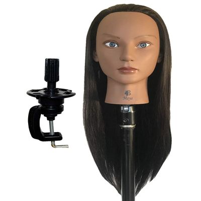 Bellrino 30" (Long and thick) Ethnic Cosmetology Mannequin Manikin Training Head with Synthetic Fiber with Table Clamp Holder (SYNTHETIC-MAYA+C)
