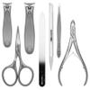 GERMANIKURE 7pc Manicure Set in Black Leather Case - FINOX Stainless Steel Tools Made in Germany, Glass Nail Care Supplies Made in Czech Republic  Professional Cuticle and Nail Care Kit view 2