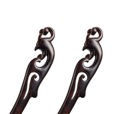 FANTAC CRAFTS 2 Pieces Phoenix Hairpins Handmade Carved Hairpin Ebony Black Wood Animals Shaped Hair Accessories Women Girl Antique Chignon Bun Updo Pin (2 Pieces Phoenix Hairpins)