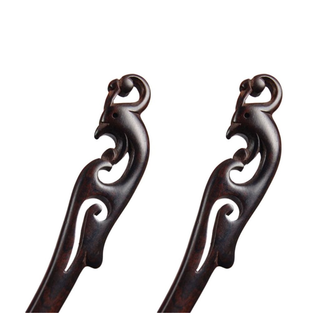FANTAC CRAFTS 2 Pieces Phoenix Hairpins Handmade Carved Hairpin Ebony Black Wood Animals Shaped Hair Accessories Women Girl Antique Chignon Bun Updo Pin (2 Pieces Phoenix Hairpins)