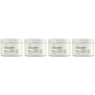 Swanson Vitamin K Cream with Menaquinone-7 - Eye Cream to Help Minimize the Appearance of Dark Circles Under the Eyes - Topical Cream to Help Nourish and Brighten the Skin - (2 Fl Oz) (4 Pack)
