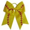 NEW "SOFTBALL Glitter" Cheer Bow Pony Tail 7 Inch Girls Hair Cheerleading Baseball Game Team Yellow Sports Grosgrain Ribbon view 1