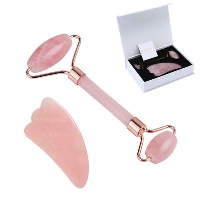 LZLRUN Jade Roller for Face, Real Natural Gua Sha Tools Set No Squeaks Tool for Skin Rejuvenate Therapy Puffiness Treatments