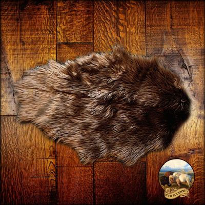 Dark Brown Beaver Skin Pelt Rug - Luxury Faux Fur - Unique OOAK Accent Throw Rug - Fur Accents Original - USA (60" Long)