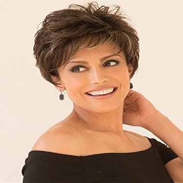 Rina Pixie Style Color Pastel Blue Rooted - 4" Short Women's Synthetic Layered Feathers Side Swept Fringe Bundle Comb, MaxWigs Hairloss Booklet